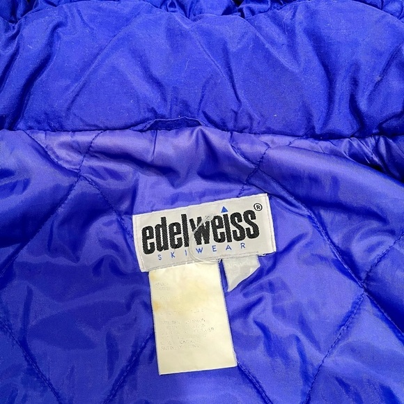 Vintage Edelweiss Skiwear Blue/Purple Embroidery Ski Coat Parka Size Medium - Picture 11 of 11